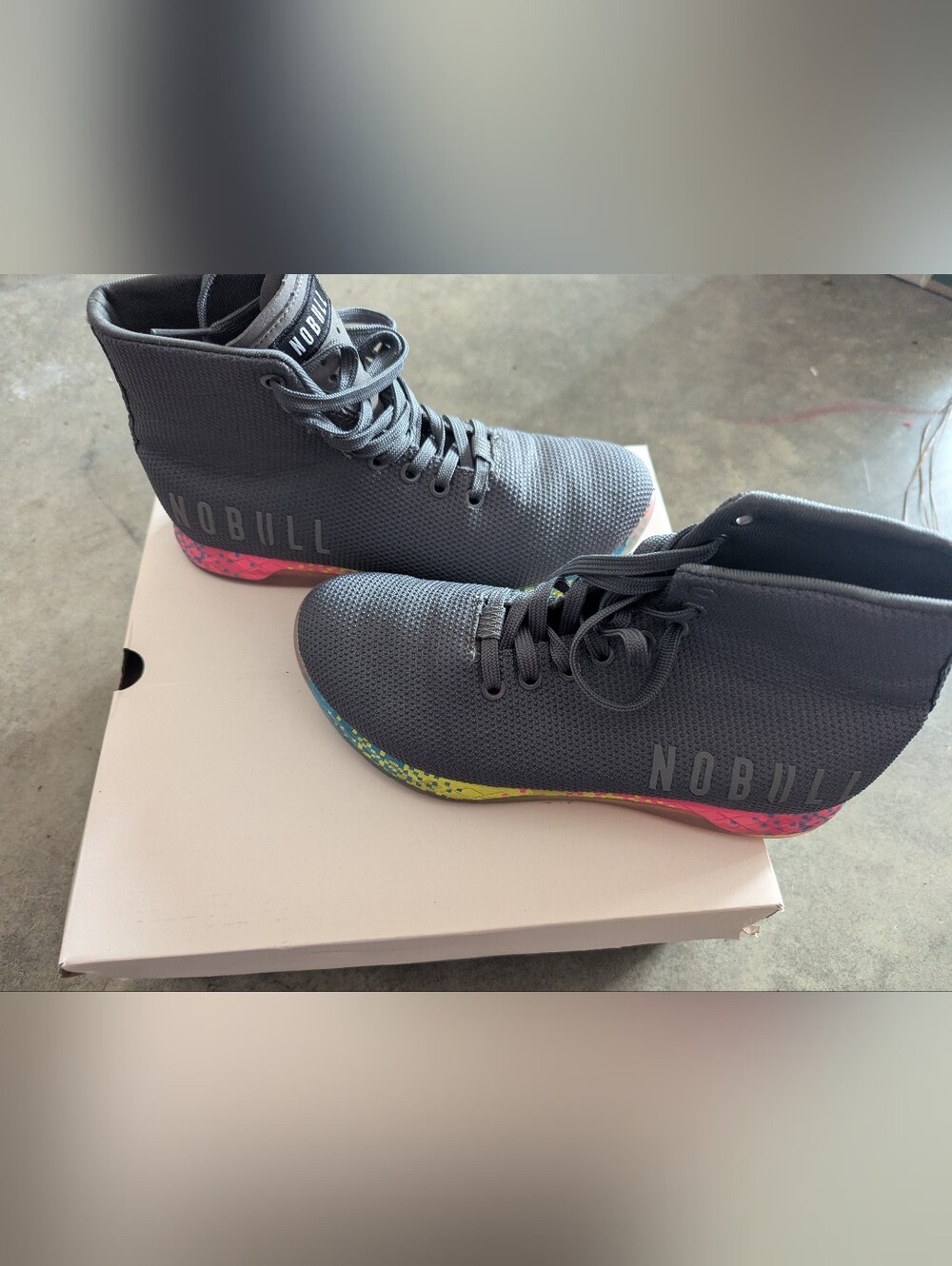 NOBULL Charcoal Knit Training Sneakers with Multicolor Speckled Midsole